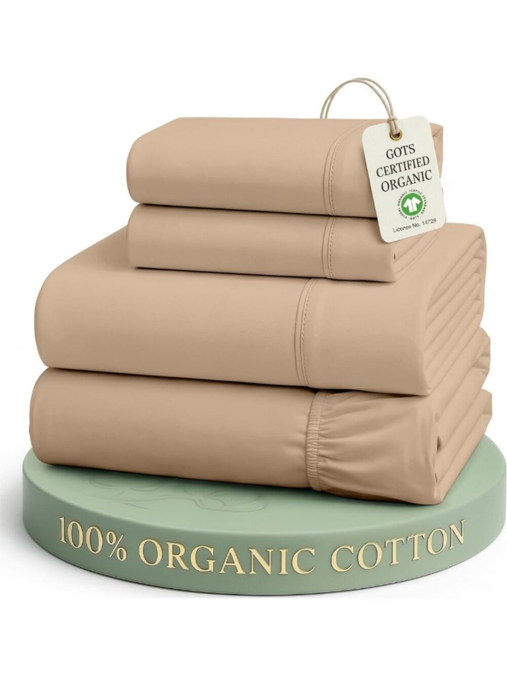 Ultra Soft 100% Organic Cotton King Sheets Set - GOTS Certified, Deep Pocket